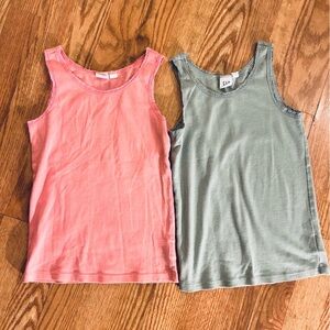 2 Gap Kids Undershirts Lace Trim Size 8 Pink Green